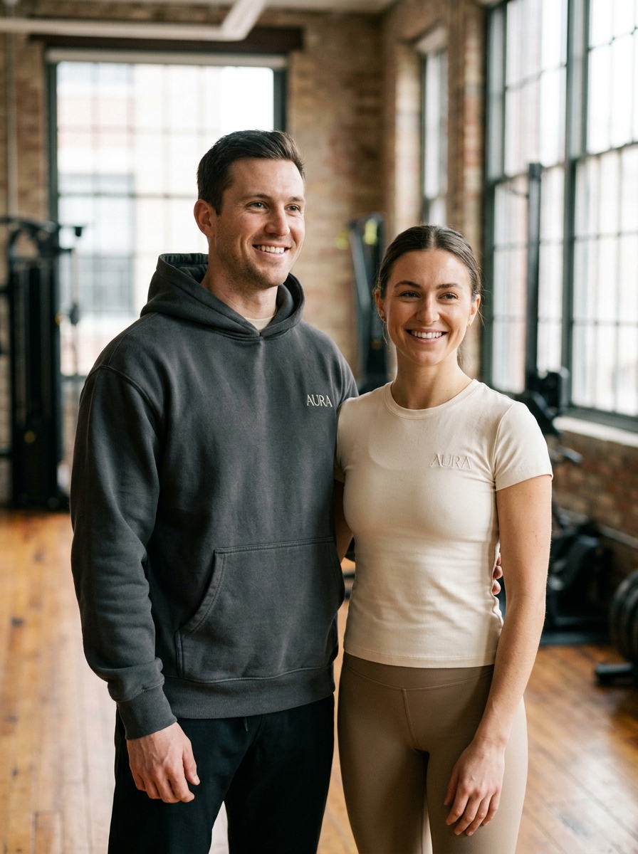 Your brand on apparel, worn by two athletes